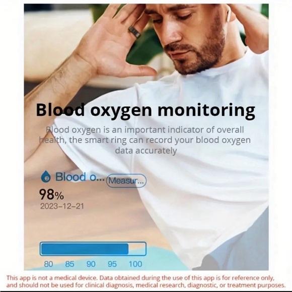 QRing Smart Ring Fitness Tracker IP68 Waterproof (Golden) Size 8 - Picture 6 of 11